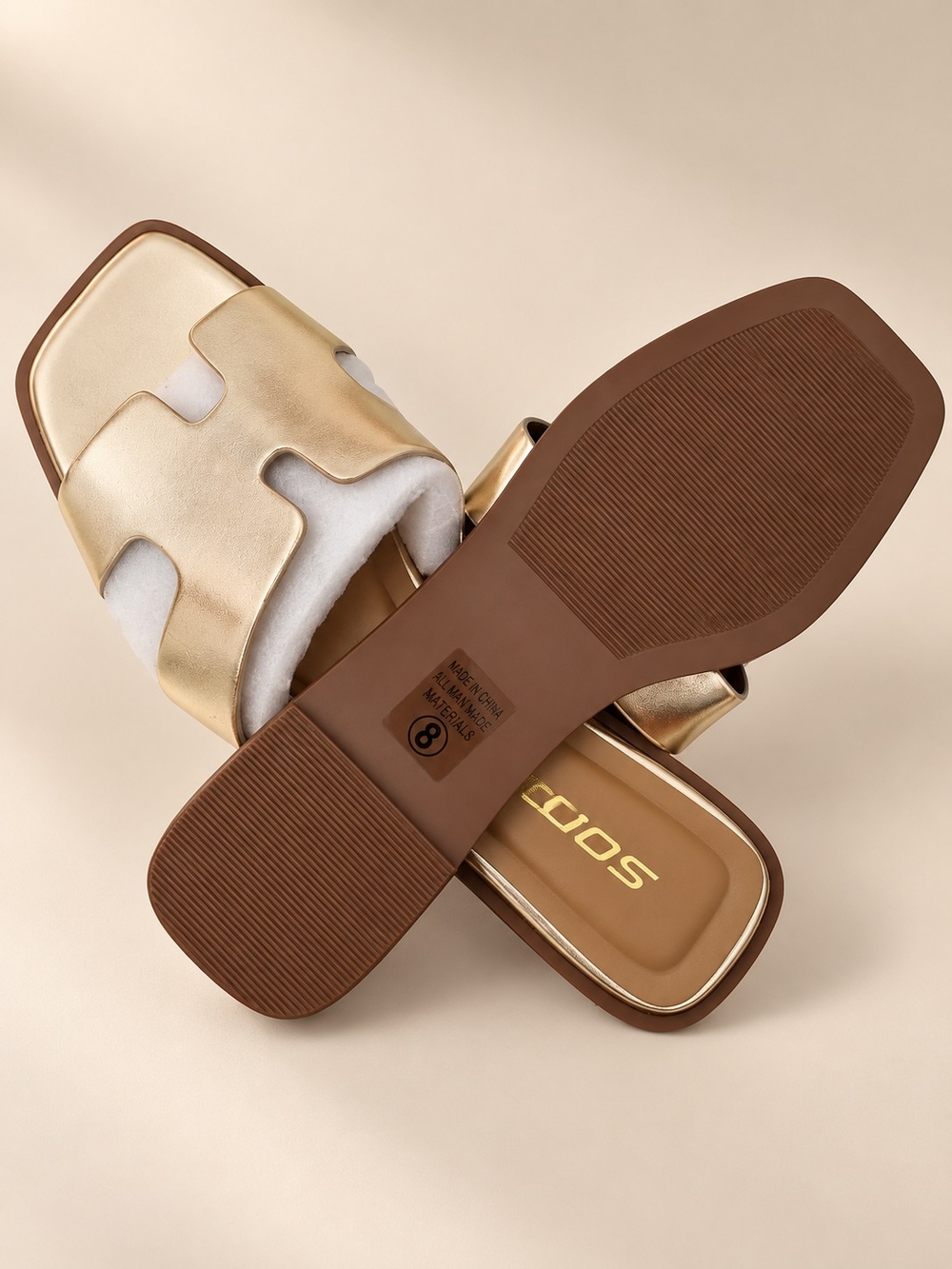 Soda Metallic Gold Slide Sandals for Men